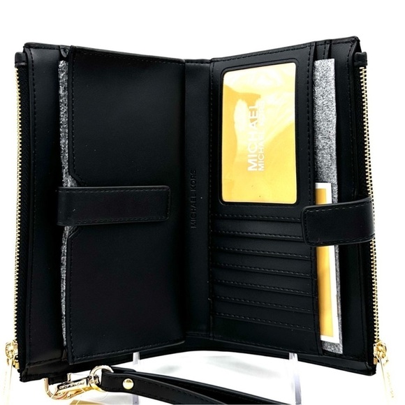 Michael Kors Large Double Zip Wallet Wristlet Black Multi - Picture 7 of 9